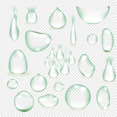Pure clear water drops realistic set isolated vector illustration N11
