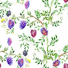 Wild flowers seamless pattern on white background N4