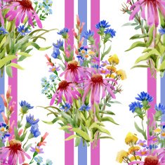 Wild flowers seamless pattern on white background N5