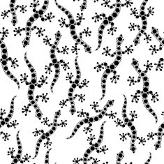 Black gecko lizard on white aboriginal seamless pattern vector