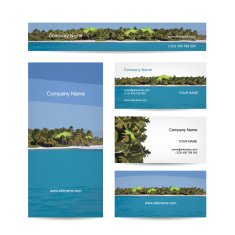 Business cards design tropical island N3