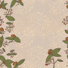 Cranberry vector border pattern with leaves and berries N2