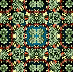 Green carpet asian wallpaper design Tribal vintage element