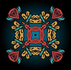 Four corner seamless wallpaper tile element in tribal style