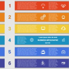 6 positions template with text areas for infographic N2