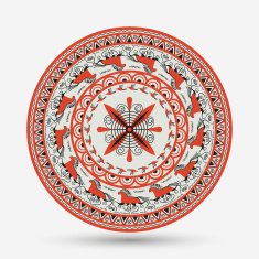 Plate in style Mezen Vector illustration