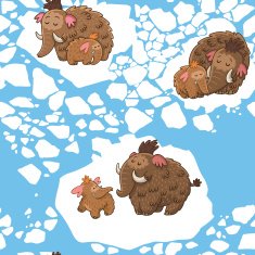 Cartoon pattern with mammoths N2