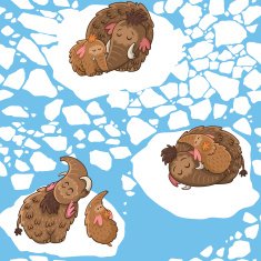 Cartoon pattern with mammoths N3