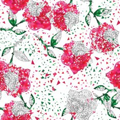 seamless roses ornament in a linear triangular style