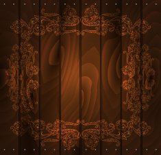 Floral frame on wood background