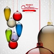 Merry Christmas card with decorations Vintage vector N2