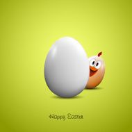Happy easter Funny chicken with realistic egg - vector card