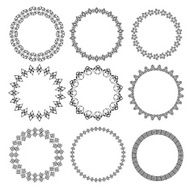 Monochromatic Ethnic Round Ornamental Vector Illustration N2