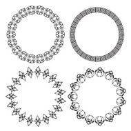 Monochromatic Ethnic Round Ornamental Vector Illustration N3