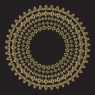 Monochromatic Ethnic Round Ornamental Vector Illustration N5