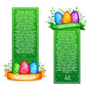 Set of vertical green template postcards for a happy Easter
