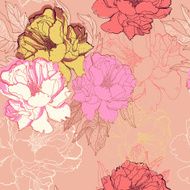 vector seamless pattern with blooming roses N2