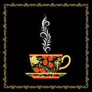 Tea cup in style Khokhloma Vector illustration
