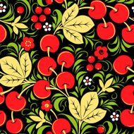 Khokhloma seamless pattern - berry Vector illustration