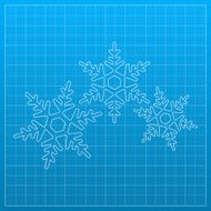 Blueprint with snowflakes Vector illustration