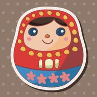 Matryoshka Russian traditional wooden doll theme elements N25