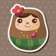 Matryoshka Russian traditional wooden doll theme elements N28