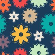 Seamless colorful background with abstract flowers stitches
