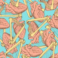 Sketch heart and harp in vintage style