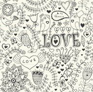 Hand-Drawn Romantic Doodles and Flowers