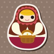 Matryoshka Russian traditional wooden doll vector pattern el N202