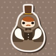 Matryoshka Russian traditional wooden doll vector pattern el N203