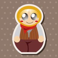 Matryoshka Russian traditional wooden doll vector pattern el N204