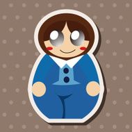 Matryoshka Russian traditional wooden doll vector pattern el N205