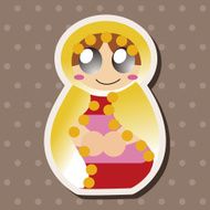 Matryoshka Russian traditional wooden doll vector pattern el N206