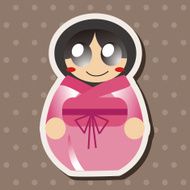 Matryoshka Russian traditional wooden doll vector pattern el N207