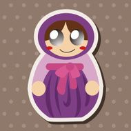 Matryoshka Russian traditional wooden doll vector pattern el N208