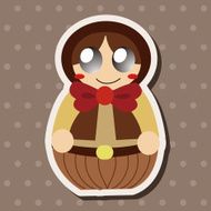 Matryoshka Russian traditional wooden doll vector pattern el N209