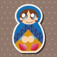 Matryoshka Russian traditional wooden doll vector pattern el N210