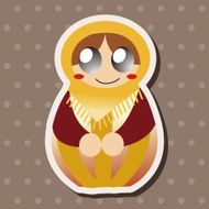 Matryoshka Russian traditional wooden doll vector pattern el N211