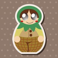 Matryoshka Russian traditional wooden doll vector pattern el N212
