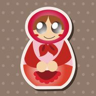 Matryoshka Russian traditional wooden doll vector pattern el N213