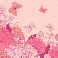 Card with peony and butterfly