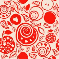 Seamless Pattern of beautiful apples and leafS N4
