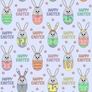 Easter Bunny Eggs Seamless Pattern