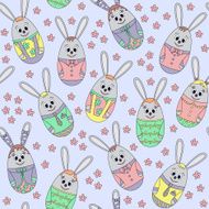 Easter Bunny Eggs Seamless Pattern N2