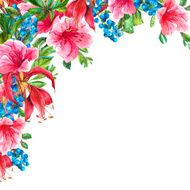 Exotic Vintage Card with Pink Tropical Flowers
