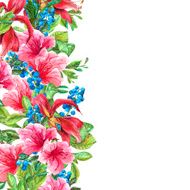 Exotic Vintage Card with Pink Tropical Flowers N2