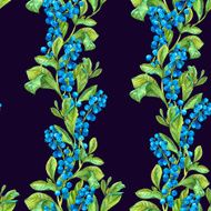 Watercolor Seamless Background with Blue Berries N2