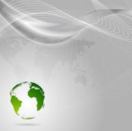 Concept technology background with waves and globe