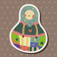 Matryoshka Russian traditional wooden doll vector pattern el N215
